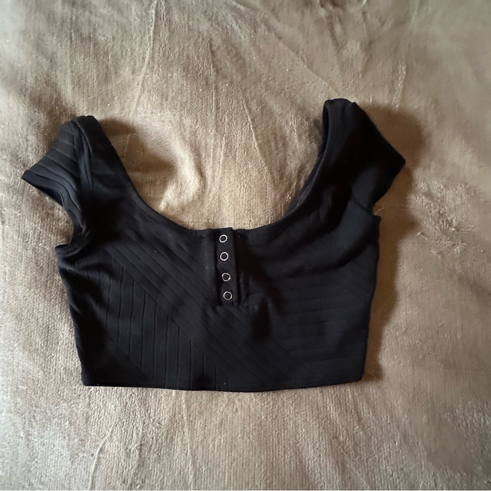 Aerie Black cropped athletic/bikini top
